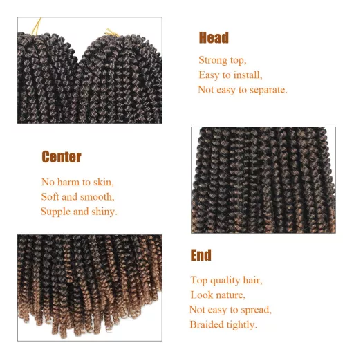 Xtrend 8 Inch Ombre Spring Twist Împletituri Sintetice Kanekalon 6 Pachete Kinky Curly Passion Twists