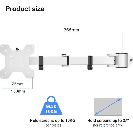 Suptek Otočné rameno monitora s VESA platňou - kompatibilné so všetkými stojanmi na monitory MD6DBW - jednoramenný držiak monitora