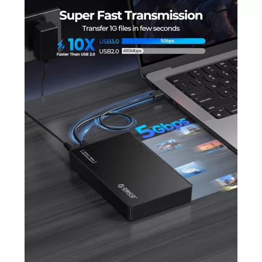 Externý box na 3,5" pevný disk ORICO USB 3.0 do 20 TB, kryt pre SATA HDD/SSD s podporou UASP