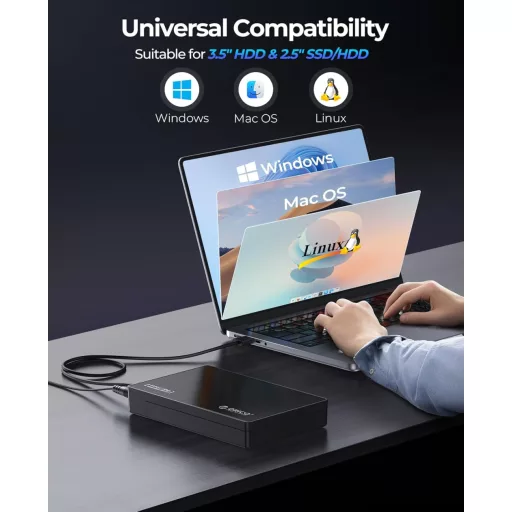 Externý box na 3,5" pevný disk ORICO USB 3.0 do 20 TB, kryt pre SATA HDD/SSD s podporou UASP