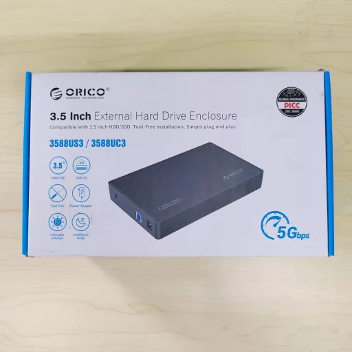 Externý box na 3,5" pevný disk ORICO USB 3.0 do 20 TB, kryt pre SATA HDD/SSD s podporou UASP