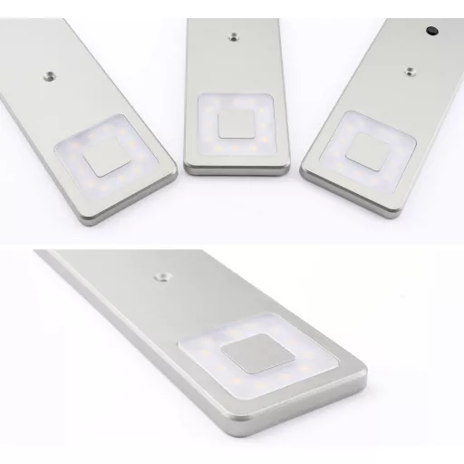 da LIGHT LED Konyhai Alulvilágítás Meleg Fehér 3db Szett Beépíthető Spot Ezüst