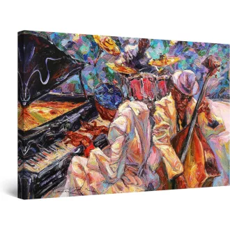   Startonight Apstraktna Slika na Platnu Narančastog Jazz Orkestra - 60x90 cm Moderna Dekoracija Zidova za Dnevni Boravak Spavaću Sobu - Efekt Dan-Noć