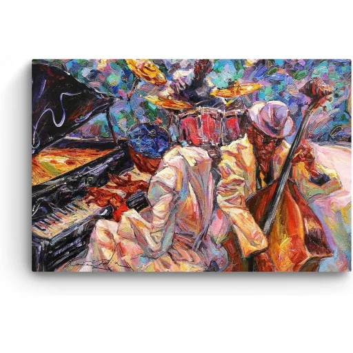Startonight Narancs Jazz Zenekar Absztrakt Vászonkép - 60x90 cm Modern Fali Dekoráció Nappali Hálószoba - Éjjel-Nappal Effekt