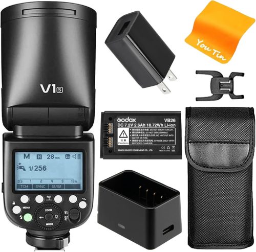 Godox V1-S TTL Vaku Sony Kamerákhoz - Kerek Fejű Vakuegység 2.4G 1/8000s HSS 76W Speedlite 2600mAh Li-Ion Akkumulátorral EU plug