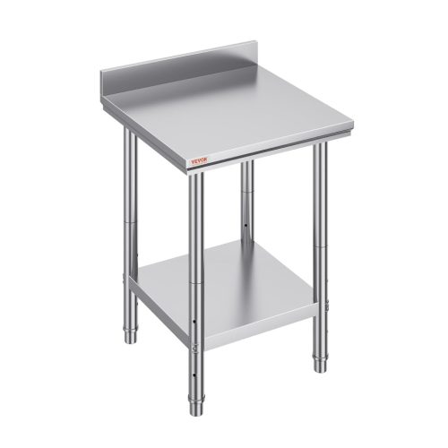 Mophorn Masă de lucru din oțel inoxidabil 60x60 cm - Picioare reglabile, Capacitate de încărcare 300 kg, Cu margine - Masă de pregătire catering pentru bucătărie