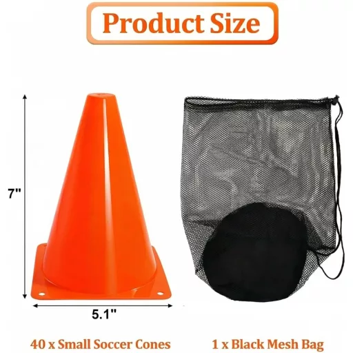 Faswin 40 bucăți conuri de marcare portocalii 18 cm pentru sport, antrenament și dresaj canin