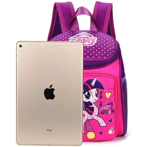 Ghiozdan pentru copii Ponei - Rucsac școlar roz cu bretele reglabile, din material durabil, pentru preșcolari și elevi mici, 10x20x23 cm