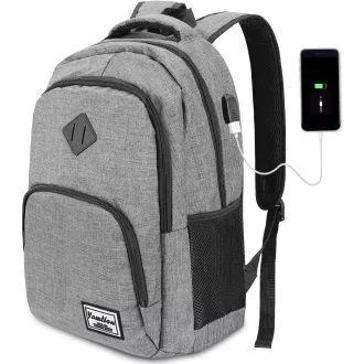   YAMTION Vízálló Laptop Hátizsák 15,6/17,3 Hüvelykes Notebookokhoz - Unisex Utazó Táska Férfiaknak és Nőknek, Szürke