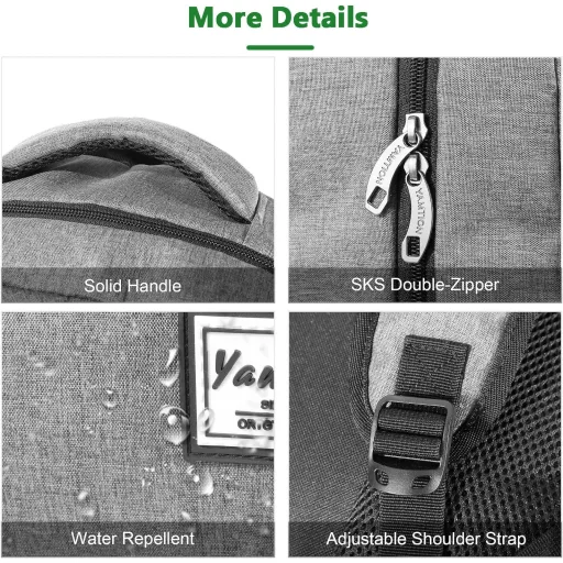 YAMTION Vízálló Laptop Hátizsák 15,6/17,3 Hüvelykes Notebookokhoz - Unisex Utazó Táska Férfiaknak és Nőknek, Szürke