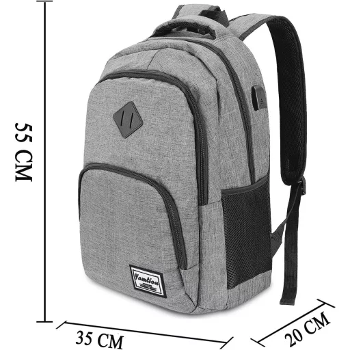 Rucsac Laptop Impermeabil YAMTION pentru Notebook-uri de 15,6/17,3 Inch - Geantă de Călătorie Unisex pentru Bărbați și Femei, Gri