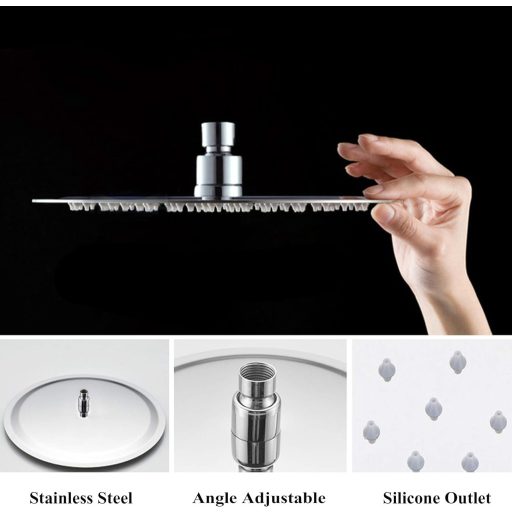 Drenky 40cm-es Rozsdamentes Acél Kerek Esőztető Zuhanyfej Vízkőmentes Fúvókákkal