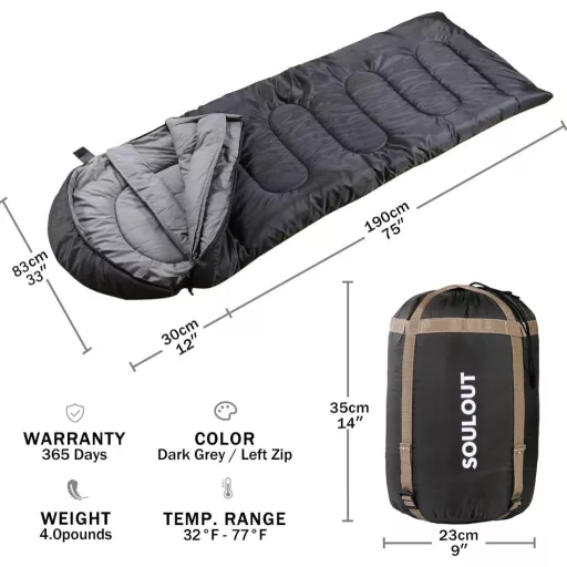 SOULOUT 3-4 Évszakos Hálózsák Vízálló Könnyű Camping Utazás 220x83cm
