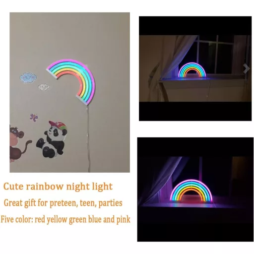 Hello Rosa ajak alakú neon lámpa szivárványos LED dekoráció