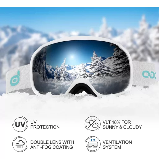 Set cască de schi și ochelari de schi Odoland cu protecție UV400 pentru bărbați și femei, S (54-56 CM)