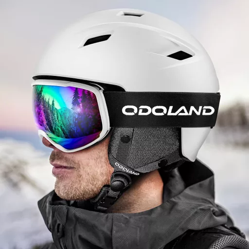 Set Cască și Ochelari de Schi Odoland cu Protecție UV 400 pentru Bărbați și Femei