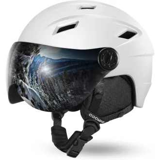   Cască de schi pentru adulți Odoland cu vizor integrat - Cască de curse ușoară pentru bărbați și femei, cască de snowboard, bleumarin