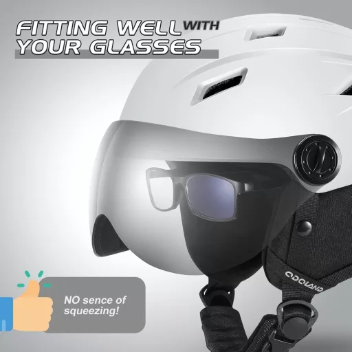 Cască de schi pentru adulți Odoland cu vizor integrat - Cască de curse ușoară pentru bărbați și femei, cască de snowboard, bleumarin