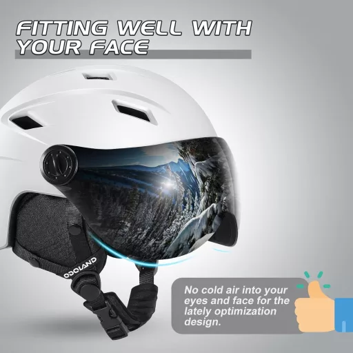 Cască de schi pentru adulți Odoland cu vizor integrat - Cască de curse ușoară pentru bărbați și femei, cască de snowboard, bleumarin