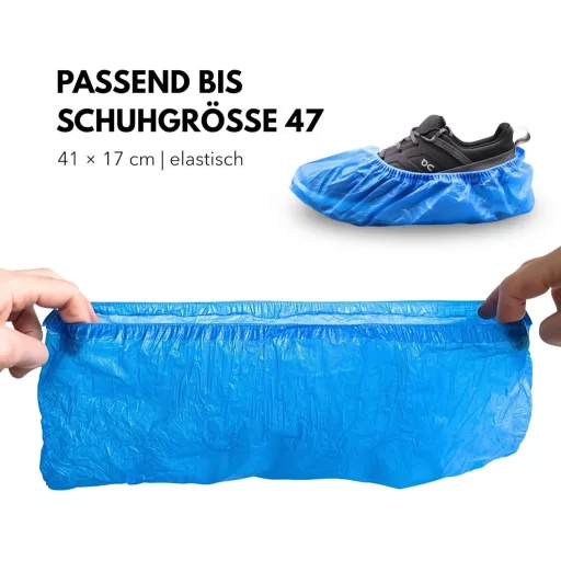 ADEBO vízálló cipővédő 100 db CPE egymeretű eldobható csúszásmentes - standard, 100, Blue