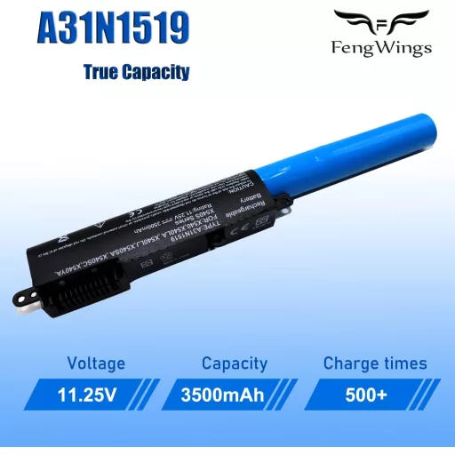 FengWings 3500 mAh A31N1519 laptop akkumulátor Asus X540, R540, F540 sorozathoz - Kompatibilis X540LA, X540LJ, X540SA, F540LA modellekkel, f