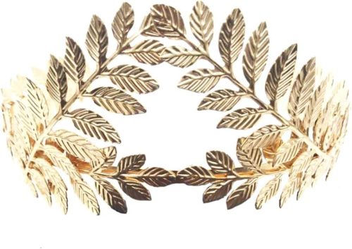 Coroniță de laur aurie, lucrată manual GCDN - Diademă de păr pentru nuntă, bijuterie de păr pentru mirese, tiară elegantă pentru ocazii speciale