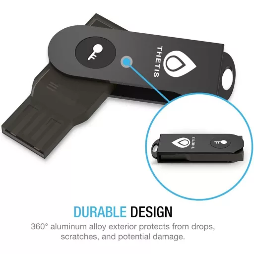 Thetis FIDO2 Biztonsági Kulcs Összecsukható USB-A Kétfaktoros Hitelesítéshez