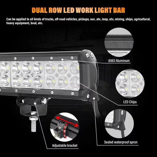SKYWORLD 28 Inch 180W LED Munkalámpa Bar 12V 24V Vízálló Offroad Fényszóró