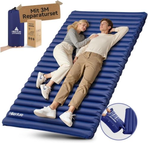 Hikenture Ultrakönnyű Dupla Kempingmatrac - Felfújható Matrac 2 Személynek, Lábpumpával, 200x120cm, Túrázáshoz, Kempingezéshez, Sötétkék