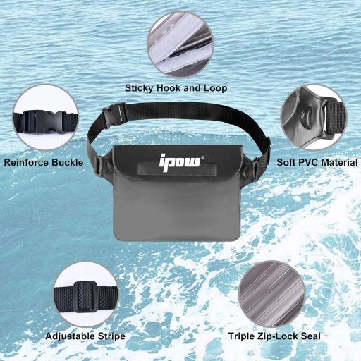 Vodotesná crossbody taška ipow na ochranu iPhone mobilu, fotoaparátu, iPadu a peňazí, modrá, sivá, ružová, žltá, biela, čierna