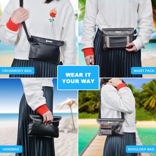 Vodotesná crossbody taška ipow na ochranu iPhone mobilu, fotoaparátu, iPadu a peňazí, modrá, sivá, ružová, žltá, biela, čierna