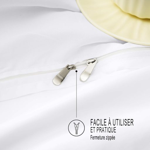 AYSW 3-dielna posteľná bielizeň 200x200 cm s dvojitým zipsom, biela, obliečky na paplón a vankúše pre 2 osoby
