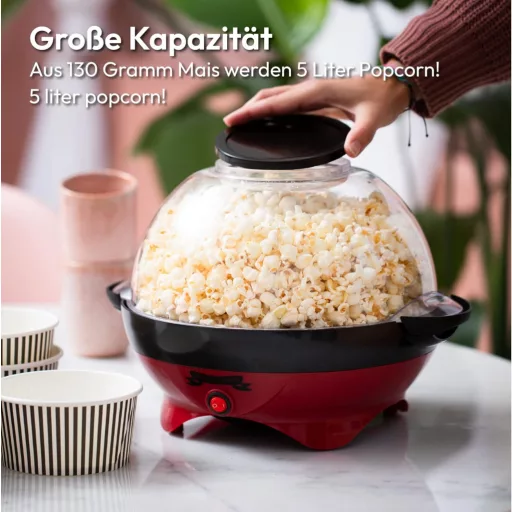 Gadgy Retro Popcorn Maker 5L - 800W Piros Popcornkészítő Tapadásmentes Felülettel