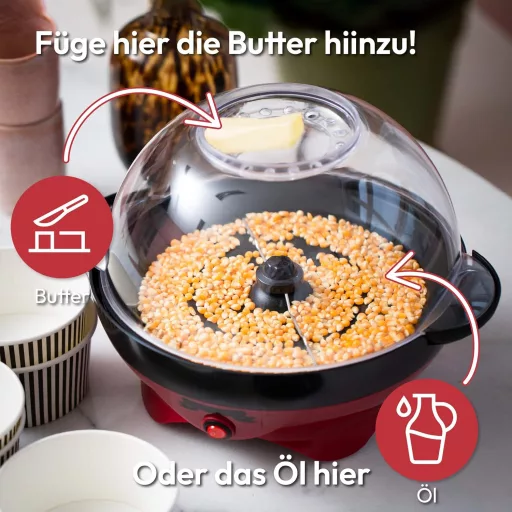 Gadgy Retro Popcorn Maker 5L - 800W Piros Popcornkészítő Tapadásmentes Felülettel