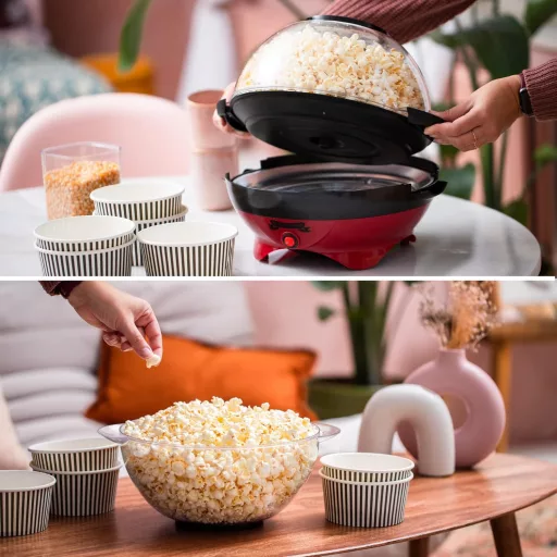 Gadgy Retro Popcorn Maker 5L - 800W Piros Popcornkészítő Tapadásmentes Felülettel