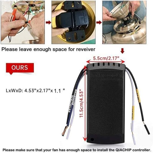Kit universal telecomandă QIACHIP pentru ventilator de tavan cu timer, comutator wireless lumină și ventilator 230V