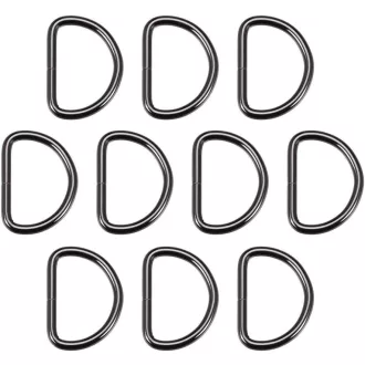   Sourcing Map 10 darabos Fekete Vas D-Gyűrű Csomag, Táskákhoz, Övekhez és Kézműves Kiegészítőkhöz Újracsomagolt termék