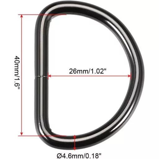 Sourcing Map 10 darabos Fekete Vas D-Gyűrű Csomag, Táskákhoz, Övekhez és Kézműves Kiegészítőkhöz Újracsomagolt termék