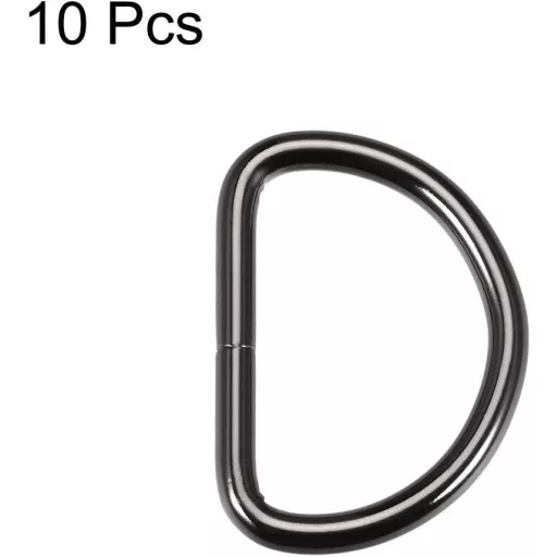 Sourcing Map 10 darabos Fekete Vas D-Gyűrű Csomag, Táskákhoz, Övekhez és Kézműves Kiegészítőkhöz Újracsomagolt termék