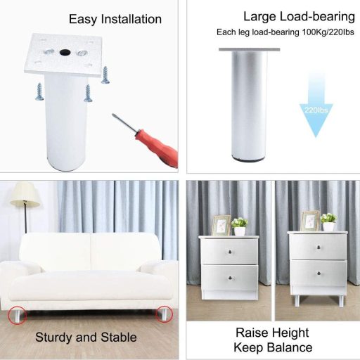 Sourcing Map 7" Alumínium Bútorláb Készlet - Kanapé és Asztal Lábak 2db