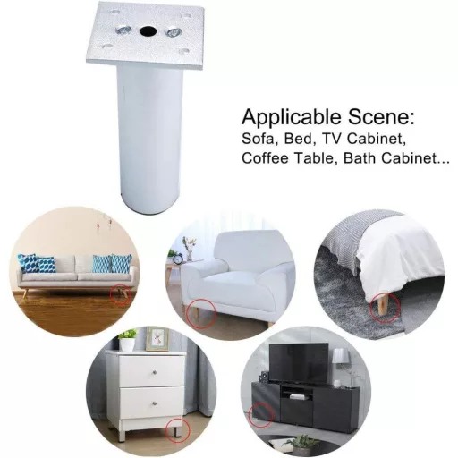 Fehér 17cm magas alumínium ötvözet bútorláb 2db