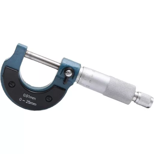 Micrometru exterior TOPWAY 0-25mm Instrument de măsură de înaltă precizie pentru spații înguste, în carcasă de plastic, cu cheie de calibrare 401310
