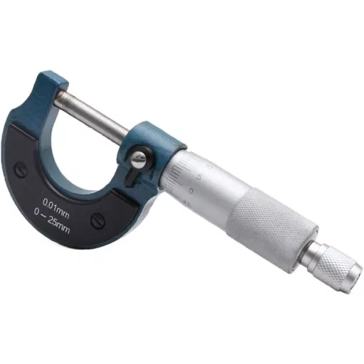 Micrometru exterior TOPWAY 0-25mm Instrument de măsură de înaltă precizie pentru spații înguste, în carcasă de plastic, cu cheie de calibrare 401310