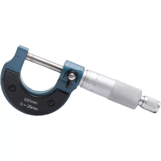 Micrometru exterior TOPWAY 0-25mm Instrument de măsură de înaltă precizie pentru spații înguste, în carcasă de plastic, cu cheie de calibrare 401310