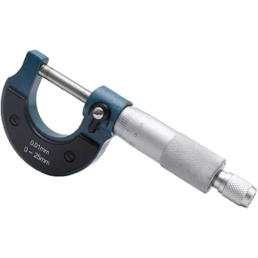 Micrometru exterior TOPWAY 0-25mm Instrument de măsură de înaltă precizie pentru spații înguste, în carcasă de plastic, cu cheie de calibrare 401310