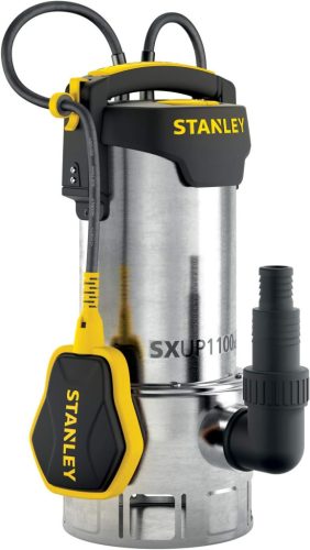 Stanley SXUP1100XDE Szennyvíz Szivattyú 1100W - Erőteljes Búvárszivattyú 16500 l/h Kapacitással, 10,5m Emelőmagassággal Pincékhez, Eláraszto