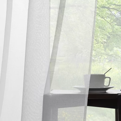 Topfinel Perdele Voile Efect In 140x245cm Albe, Set 2 Bucăți, Living, Dormitor