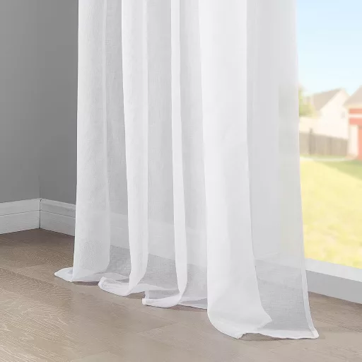 Topfinel Perdele Voile Efect In 140x245cm Albe, Set 2 Bucăți, Living, Dormitor