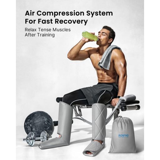 RENPHO LLábmasszírozó 5 üzemmóddal és 4 intenzitással, 4 sűrített levegős kamrával a relaxációhoz és a vénás keringés javításához