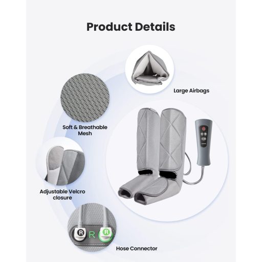 RENPHO Elektromos Lábmasszírozó Gép Vádli és Talp Masszázshoz, Kompressziós Masszázs 5 Móddal és 4 Intenzitással Otthonra